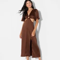 Women's Flutter Sleeve Satin Cap Maxi Bodycon Dress - Wild Fable™ Dark Brown 6 Women's Flutter Sleeve Satin Cap Maxi Bodycon Dress - Wild Fable™ Dark Brown -Wild Fable™ GUEST 0b95afde cd55 4440 9b6e 267dfc775aa3