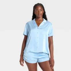 Women's Satin Short Sleeve Notch Collar Shirt And Shorts Pajama Set - Wild Fable™ -Wild Fable™ GUEST 0c3b86a0 68a3 45ba a0be 86d5d453b72b