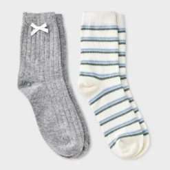 Women's Pointelle With Bow & Striped 2pk Mid Crew Socks - Wild Fable™ 10 Women's Pointelle With Bow & Striped 2pk Mid Crew Socks - Wild Fable™ -Wild Fable™ GUEST 122a7871 f2c5 496e afc6 f1d614ce7973