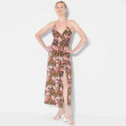 Women's Ruched Maxi Halter A-Line Dress - Wild Fable™ Assorted Pinks Floral -Wild Fable™ GUEST 132f3dd0 a9cf 4a05 b880 52b7ee6f7b52