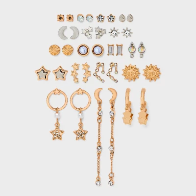 Sun And Moon Earring Set 18pc - Wild Fable™ Gold 3 Sun And Moon Earring Set 18pc - Wild Fable™ Gold - Image 3
