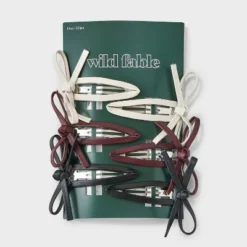 Leather Bow Salon Hair Clip Set 6pc - Wild Fable™ Browm/Black/White