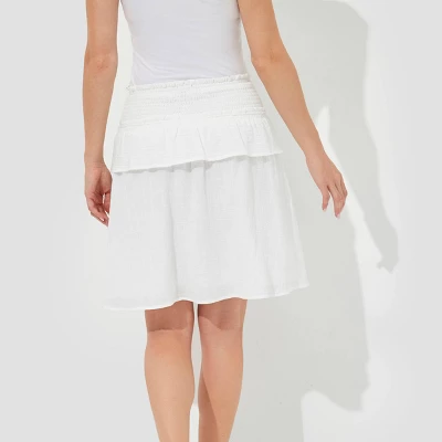 Women's Convertible Smocked Babydoll Top - Wild Fable™ White 3 Women's Convertible Smocked Babydoll Top - Wild Fable™ White - Image 3