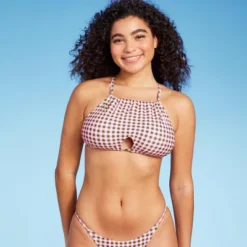 Women's Cut Out High Neck Bikini Top - Wild Fable™ Multi Check Print -Wild Fable™ GUEST 1c6ef936 8fd2 4c30 b9fa 0a3be9026dfd