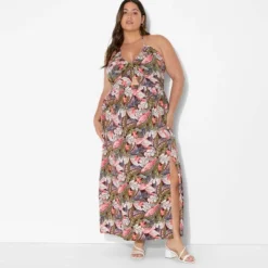Women's Ruched Maxi Halter A-Line Dress - Wild Fable™ Assorted Pinks Floral -Wild Fable™ GUEST 1cdf7f60 b55e 4d1d 90a1 91ada748a420