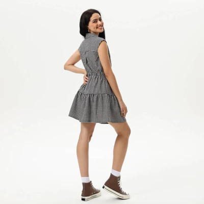Women's Mini Cap Sleeve Elastic Waistband Mini Dress - Wild Fable™ Black Gingham 1 Women's Mini Cap Sleeve Elastic Waistband Mini Dress - Wild Fable™ Black Gingham