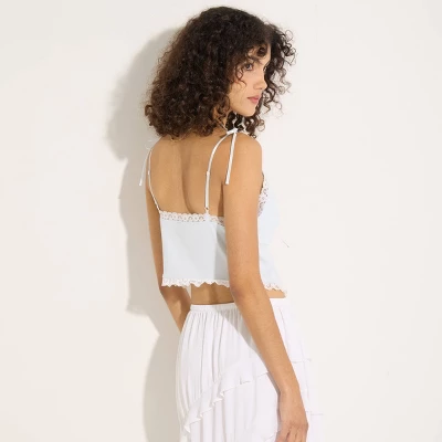 Women's Ribbed Lace Trim Crop Top - Wild Fable™ 1 Women's Ribbed Lace Trim Crop Top - Wild Fable™