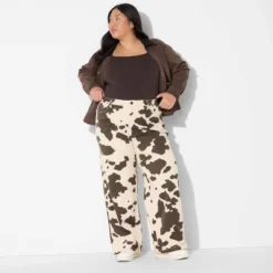 Women's High-Rise Straight Leg Pants - Wild Fable™ Brown Cow Print -Wild Fable™ GUEST 2c11b1db 2924 4f92 b43f 75889681d643