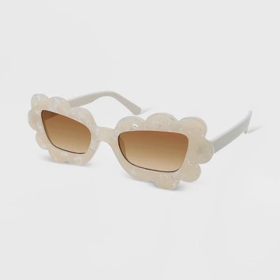 Women's Solid Plastic Novelty Marbleized Cateye Sunglasses - Wild Fable™ Ivory 1 Women's Solid Plastic Novelty Marbleized Cateye Sunglasses - Wild Fable™ Ivory