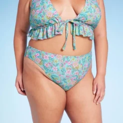 Women's Mid-Rise Cheeky High Leg Bikini Bottom - Wild Fable™ Green Floral Print -Wild Fable™ GUEST 2f02cd0b c4a9 40e5 92c6 11776b1b0a7e