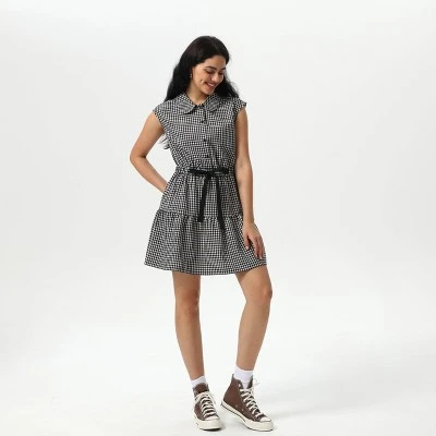 Women's Mini Cap Sleeve Elastic Waistband Mini Dress - Wild Fable™ Black Gingham 2 Women's Mini Cap Sleeve Elastic Waistband Mini Dress - Wild Fable™ Black Gingham - Image 2