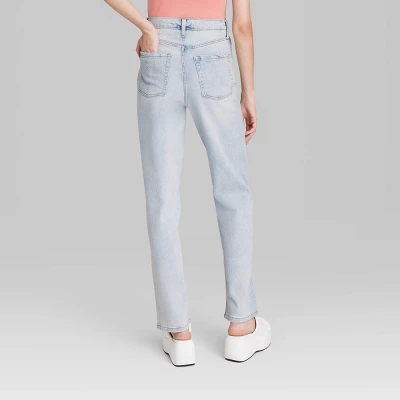 Women's Super-High Rise Distressed Straight Jeans - Wild Fable™ Light Wash 2 Women's Super-High Rise Distressed Straight Jeans - Wild Fable™ Light Wash - Image 2