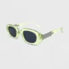 Women's Plastic Metal Combo Crystal Oval Sunglasses - Wild Fable™ Lime Green
