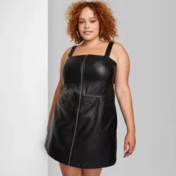 Women's Faux Leather Zip Front Mini Pinafore Dress - Wild Fable™ -Wild Fable™ GUEST 312c92c0 f7ab 4736 884b 2d91f532d4ee
