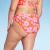 Women's Low-Rise Hipster Bikini Bottom - Wild Fable™ Orange/Pink Tropical Print