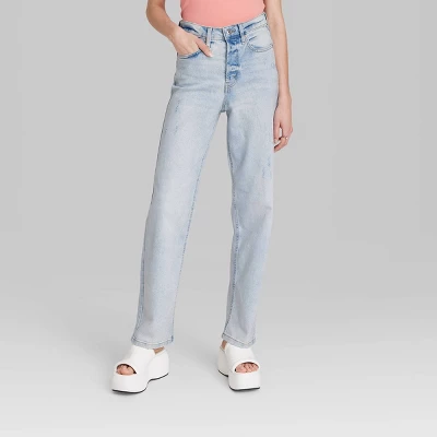 Women's Super-High Rise Distressed Straight Jeans - Wild Fable™ Light Wash 1 Women's Super-High Rise Distressed Straight Jeans - Wild Fable™ Light Wash
