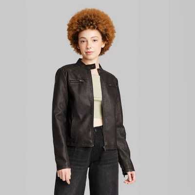 Women's Faux Leather Racing Jacket - Wild Fable™ 1 Women's Faux Leather Racing Jacket - Wild Fable™