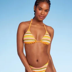 Women's Crochet Triangle Bikini Top - Wild Fable™ Orange Multi Striped -Wild Fable™ GUEST 3ca11389 2332 4d9f ae48 4c077914c6e8