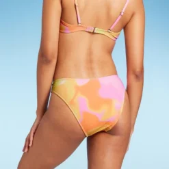 Women's High Leg Cheeky Bikini Bottom - Wild Fable™ Pink/Orange/Yellow Tie-Dye