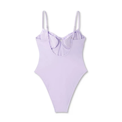 Women's Shirred Detail Underwire High Leg Extra Cheeky One Piece Swimsuit - Wild Fable™ Lilac Purple 4 Women's Shirred Detail Underwire High Leg Extra Cheeky One Piece Swimsuit - Wild Fable™ Lilac Purple - Image 4
