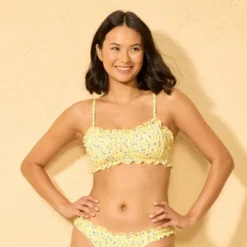 Women's Ruffle Edge Shirred Bralette Bikini Top - Wild Fable™ Yellow/Blue Floral -Wild Fable™ GUEST 467c7793 5248 4559 9bd7 7d0ef14182f8