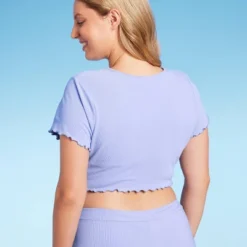 Women's Ruffle Detail Ribbed Short Sleeve Cropped Rashguard - Wild Fable™ Purple 6 Women's Ruffle Detail Ribbed Short Sleeve Cropped Rashguard - Wild Fable™ Purple -Wild Fable™ GUEST 49dca862 6386 4bbc 931a e7ded3b13130