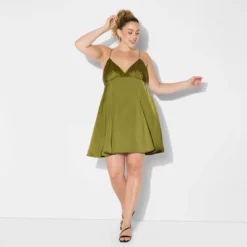 Women's Satin Mini Slip Dress - Wild Fable™ Olive Green -Wild Fable™ GUEST 4a3adec5 b2f3 4217 ae35 ba3577f546de