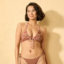 Women's Geo Print Reversible Tie-Front Triangle Bikini Top - Wild Fable™ Brown -Wild Fable™ GUEST 4a47635e a892 4c1d abcf 89b967a74c45