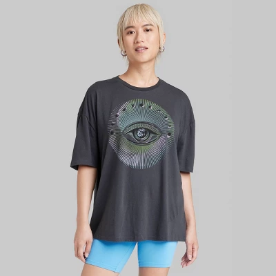 Women's Oversized Eye Graphic T-Shirt - Wild Fable™ Black 1 Women's Oversized Eye Graphic T-Shirt - Wild Fable™ Black