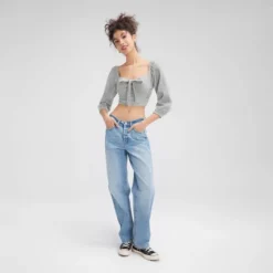 Women's Tie-Front Bubble Sleeve Top - Wild Fable™