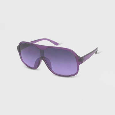Women's Milky Plastic Oversized Shield Sunglasses - Wild Fable™ Purple 1 Women's Milky Plastic Oversized Shield Sunglasses - Wild Fable™ Purple