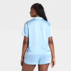 Women's Satin Short Sleeve Notch Collar Shirt And Shorts Pajama Set - Wild Fable™ -Wild Fable™ GUEST 57948612 daf1 4ef1 bcd8 03ace95aff35