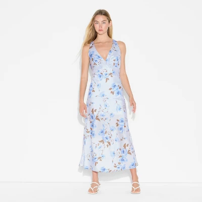 Women's Matte Satin Lace Trim Maxi A-Line Dress - Wild Fable™ 1 Women's Matte Satin Lace Trim Maxi A-Line Dress - Wild Fable™