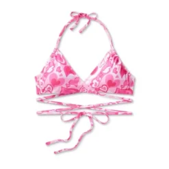 Women's Wrap Bralette Bikini Top - Wild Fable™ Pink Heart Print -Wild Fable™ GUEST 5e72f7c3 faac 4ff5 91f0 88b9326462fd