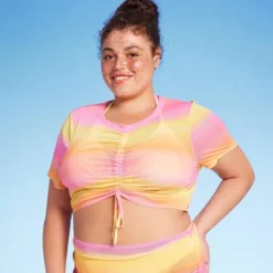 Women's Mesh Drawstring Ruched Cover Up Top - Wild Fable™ -Wild Fable™ GUEST 5ea869c2 9197 42d4 be2b b720280e194f