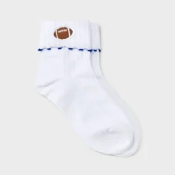 Women's Game Day Embroidered Football Pointelle Bobby Socks With Lettuce Edge Cuff - Wild Fable™ -Wild Fable™ GUEST 62da3715 c064 4381 876d bd55d168bef9