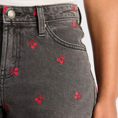 Women's EasyRigid Embroidered Mid-Rise Denim Shorts - Wild Fable™ Black 3 Women's EasyRigid Embroidered Mid-Rise Denim Shorts - Wild Fable™ Black - Image 3