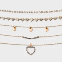Bling Heart Choker Necklace Set 5pc - Wild Fable™ Gold -Wild Fable™ GUEST 694c6022 c5a2 4f8c b675 2db712dcdcff