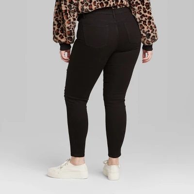 Women's Super-High Rise Distressed Skinny Jeans - Wild Fable™ Black 5 Women's Super-High Rise Distressed Skinny Jeans - Wild Fable™ Black - Image 5