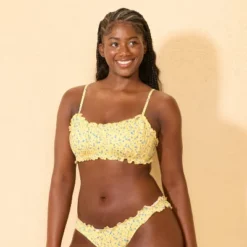 Women's Ruffle Edge Shirred Bralette Bikini Top - Wild Fable™ Yellow/Blue Floral -Wild Fable™ GUEST 6a62ac04 fa1b 480d 9590 44ec722d05da
