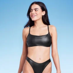 Women's Faux Leather Bralette Bikini Top - Wild Fable™ Black -Wild Fable™ GUEST 6de6a10b c9b4 454a 84e9 82bed3b0536e