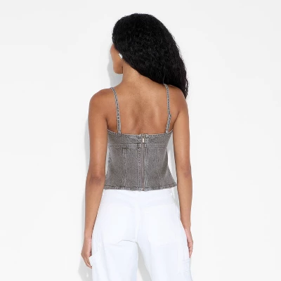 Women's Denim Buckle Corset Tank Top - Wild Fable™ Gray Wash 2 Women's Denim Buckle Corset Tank Top - Wild Fable™ Gray Wash - Image 2