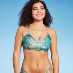 Women's Scoop Front Bralette Bikini Top - Wild Fable™ Blue Patchwork Print -Wild Fable™ GUEST 72b23f93 76e2 4dc3 96ab f23f458e6968