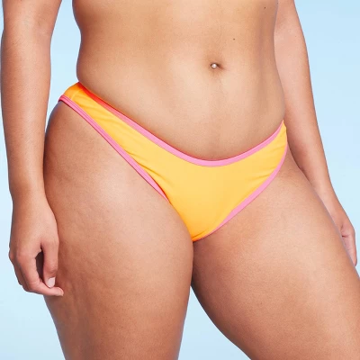Women's Colorblock Ultra High Leg Extra Cheeky Bikini Bottom - Wild Fable™ Orange/Pink 3 Women's Colorblock Ultra High Leg Extra Cheeky Bikini Bottom - Wild Fable™ Orange/Pink - Image 3
