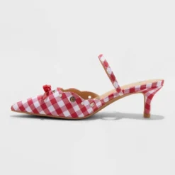 Women's Lysandra Gingham Eyelet Kitten Heels - Wild Fable™ Red