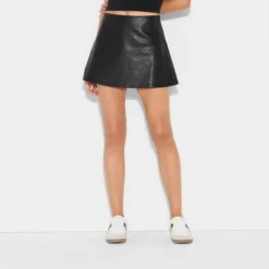 Women's High-Rise Faux Leather A-Line Skort - Wild Fable™