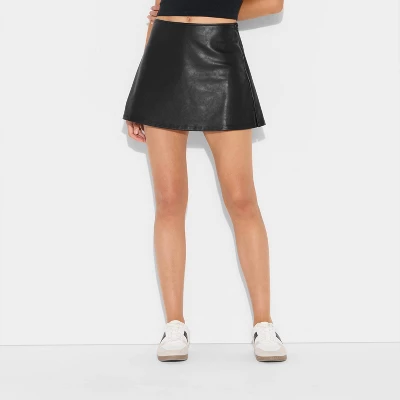 Women's High-Rise Faux Leather A-Line Skort - Wild Fable™ 1 Women's High-Rise Faux Leather A-Line Skort - Wild Fable™