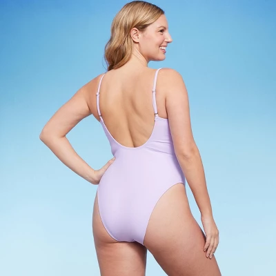 Women's Shirred Detail Underwire High Leg Extra Cheeky One Piece Swimsuit - Wild Fable™ Lilac Purple 2 Women's Shirred Detail Underwire High Leg Extra Cheeky One Piece Swimsuit - Wild Fable™ Lilac Purple - Image 2