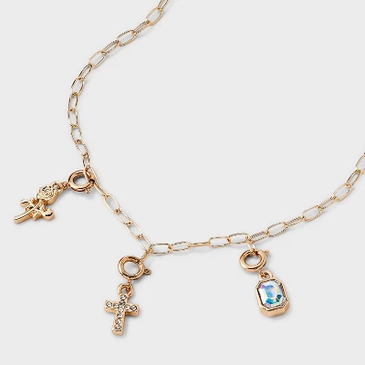 Build Your Own Cross And Rose Charm Necklace - Wild Fable™ Gold 3 Build Your Own Cross And Rose Charm Necklace - Wild Fable™ Gold - Image 3