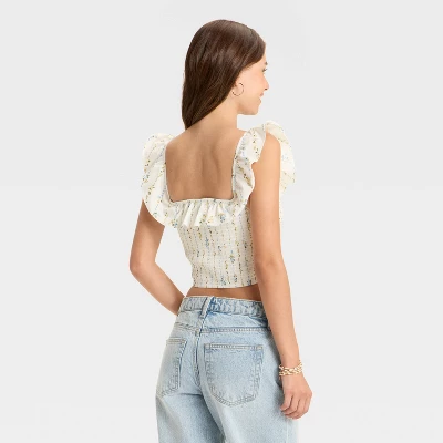 Women's Ruffle Sleeve Smocked Tank Top - Wild Fable™ 1 Women's Ruffle Sleeve Smocked Tank Top - Wild Fable™